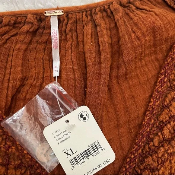 Free People Sunday Stroll smock Brown Bohemian Maxi Dress in Vintage Wash sizeXL - Picture 8 of 12